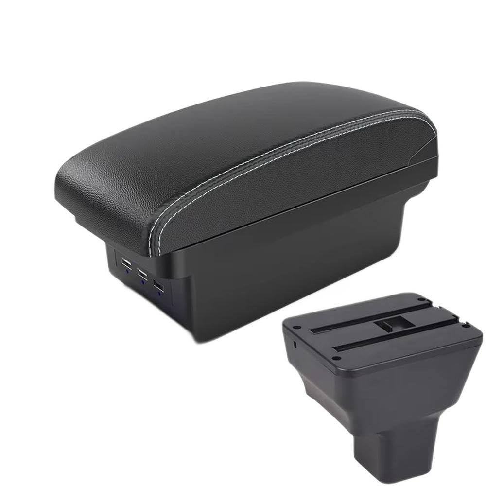 FSOZDBBPL For Nissan Kicks 2016-2021 Car Armrest Box Retrofit Parts Center Storage Box USB Interior Parts(B3 Black white 3 USB)