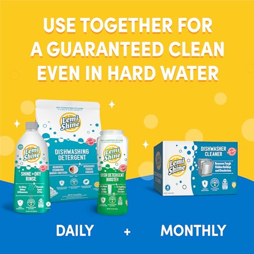 lemi shine shine and dry natural dishwasher rinse aid - hard water stain remover - 2535 fl oz