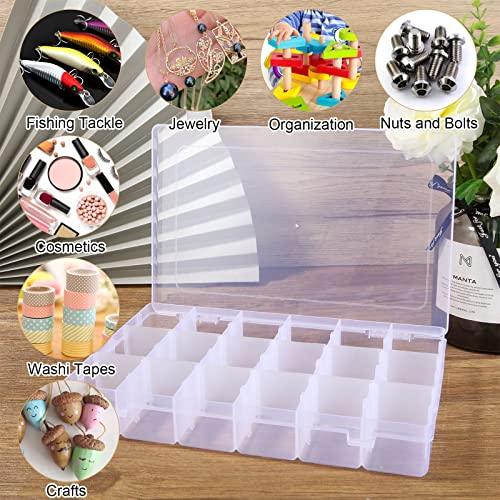 Zoeyes 5 Pack Plastic Organizer Box, 18 Grids Jewelry Storage Container, Clear Organizer Box With Adjustable Dividers For Washi Tape Bead Crafts Art Supply Fishing Tackles #TOP6