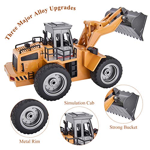 Remote Control Bulldozer Toy 1:16 Hobby RC Trucks Aluminum Alloy Construction Vehicles 4WD Front Loader for 8-15 Years Old Boys Kids Gift