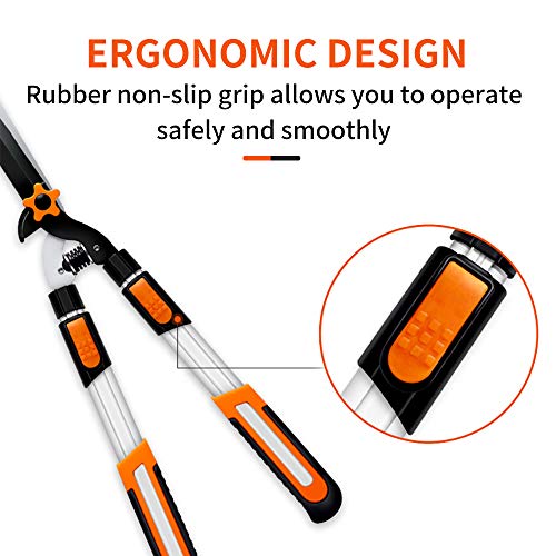 Garden Hedge Shears, 27” Pruning Shears with Non-Slip Grip, Extendable Steel Handle, Hedge Clippers for Trimming Borders, Boxwood and Bushes