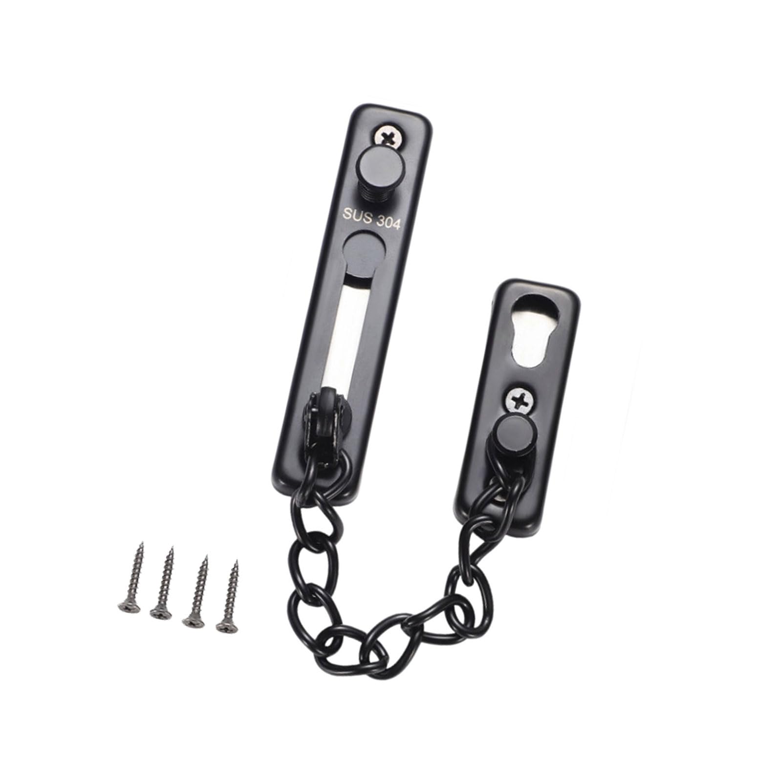 Kaeltsyn Black Security Door Sliding Chain Anti-Theft Latches Buckle Stainless Steel Doors Guard Locks For Home Hotel Anti-Theft Latches Buckle