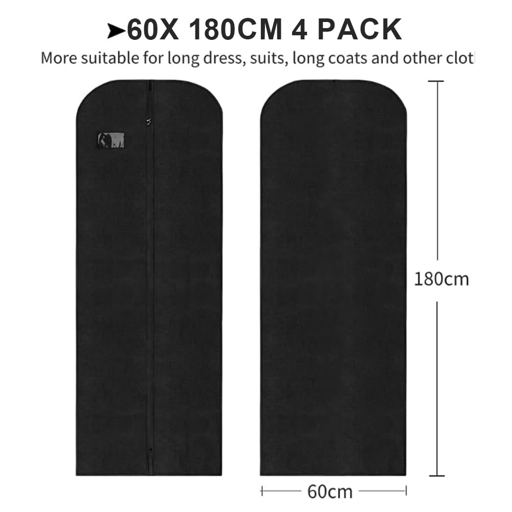 Vicloon Garment Bags, 4PCS Clothes Cover Bags Set Waterproof Dustproof With Zipper - Image 2