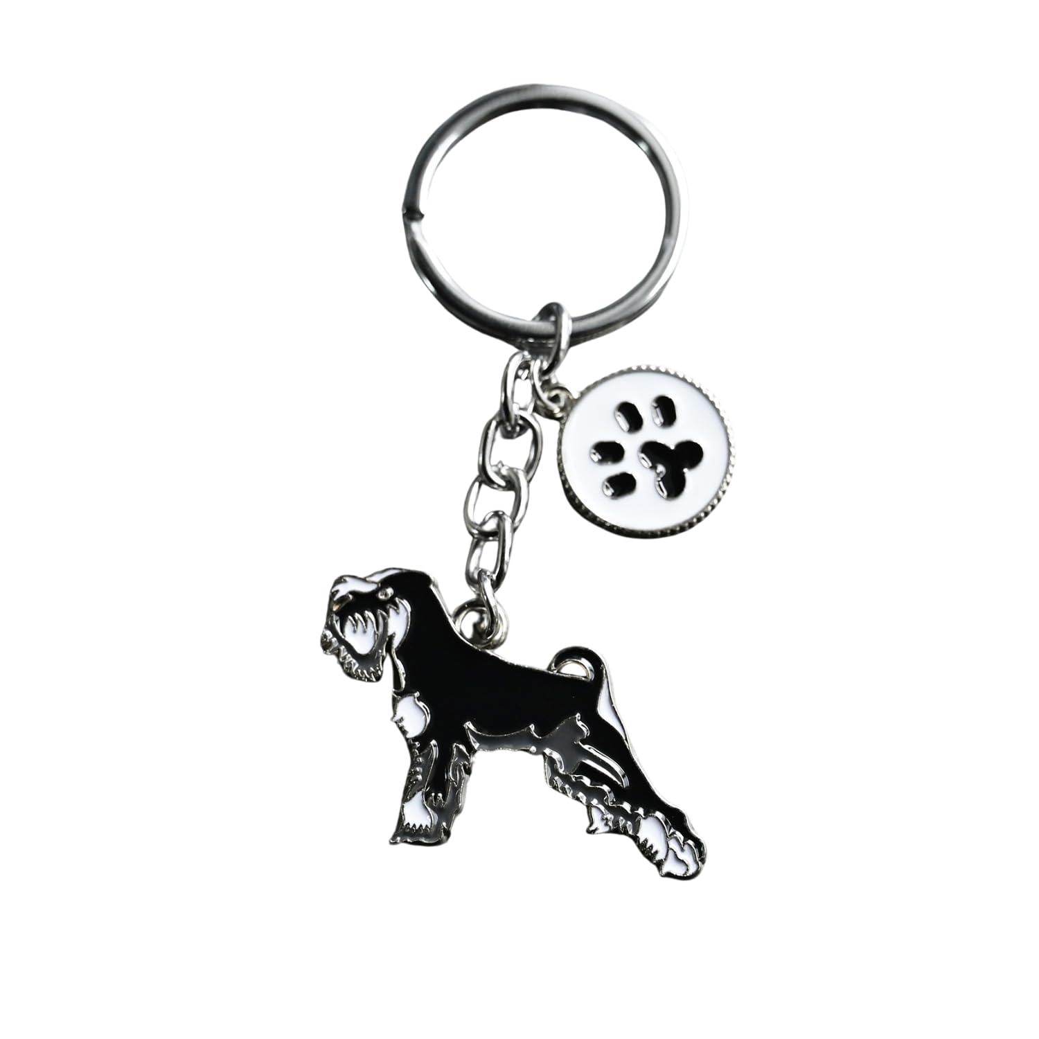 Bt Bear Unisex Black Schnauzer 2 Dog Key-Ring Keychain,Do Id Tag Cute Metal Dog Keychain Keyring Keyfob Bag Charm（Black Schnauzer）