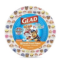 Glad for Kids Paw Patrol Emoji Paper Plates, 20 Count, 8.5 Inches | Paw Patrol Plates for Kids | Heavy Duty Disposable Soak Proof Microwavable Paper Plates for All Occasions