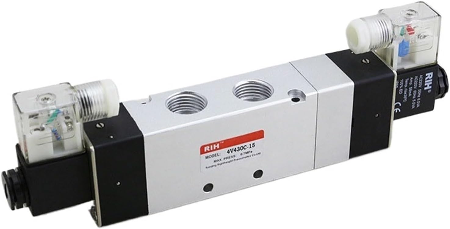 G1/2" 4V430E-15 3 Position 5 Way Air Solenoid Valves Pneumatic Control Valve, DC12v DC24v AC 24V AC110v 220v(AC 110V)