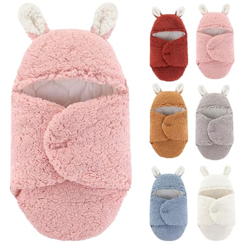 Image of GYALAPERI Baby Swaddle Blanket 0-3, 3-6 Month, Soft Warm Swaddles for Newborns, Receiving Swaddling Wrap Sack (Bunny Pink, 0-6m)
