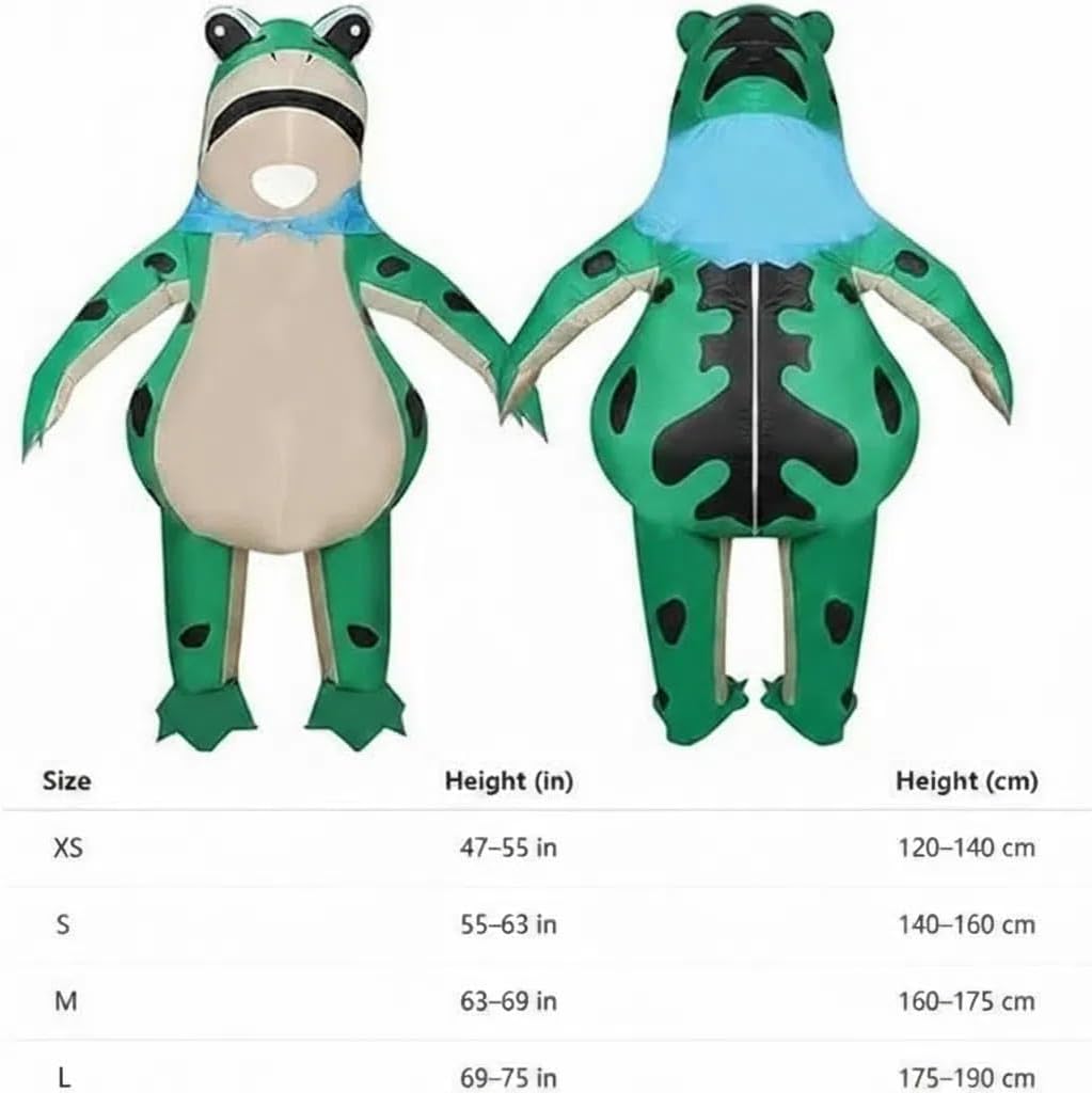 Inflatable Frog Costume for Adult & Kid，Funny Blow Up Frog Costume Adult with Air Pump，Unisex Party Outfit for Cosplay Party