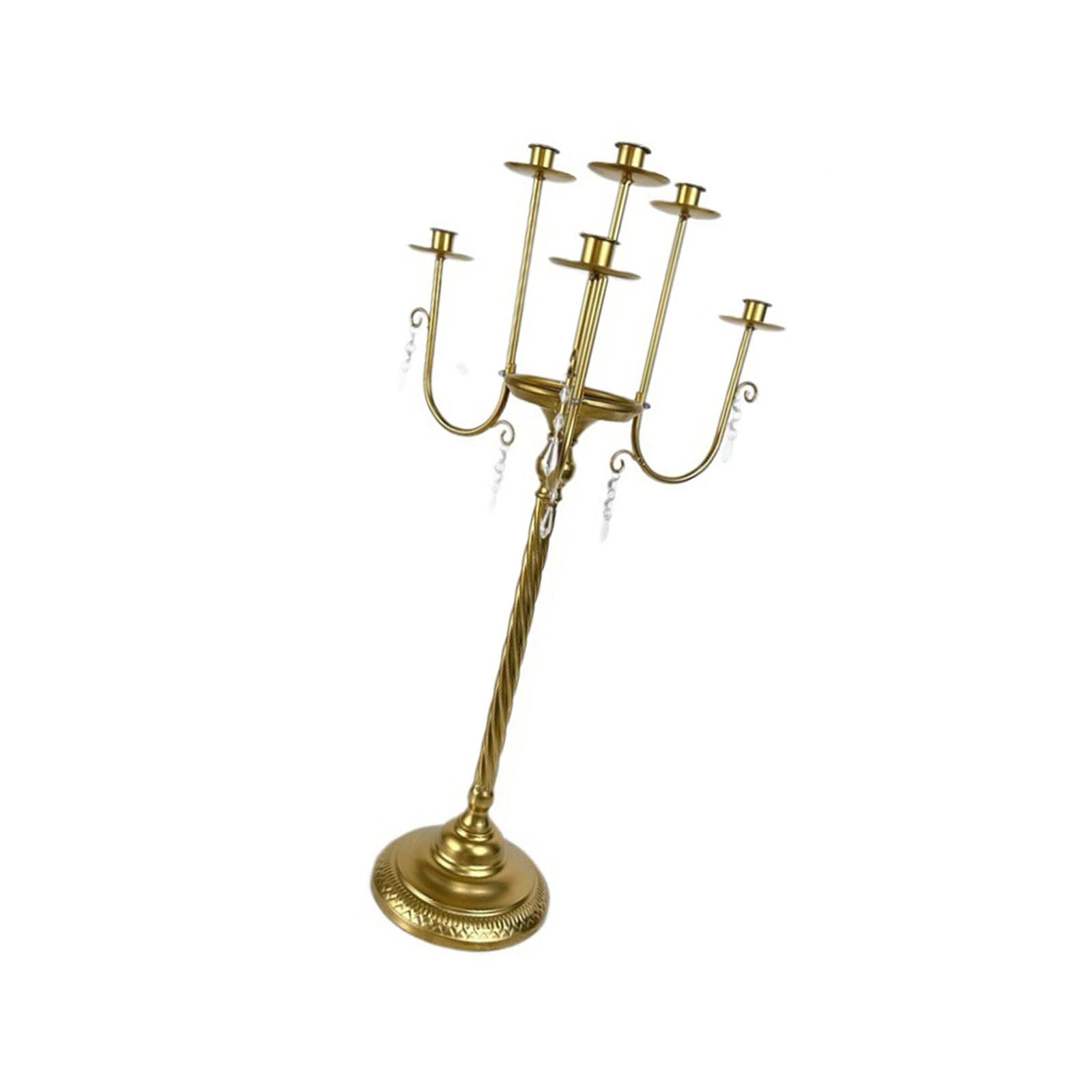 European Metal Chandelier Holders with Crystal Pendants for Wedding Parties Centerpiece Candlestick Candelabra European Crystal Chandelier Holders