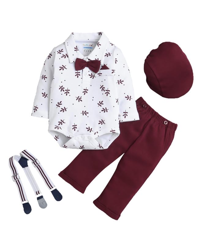 Image of BUMZEE Baby Boys Regular Fit Full Sleeves Collar Neck Cotton Bodysuit Set