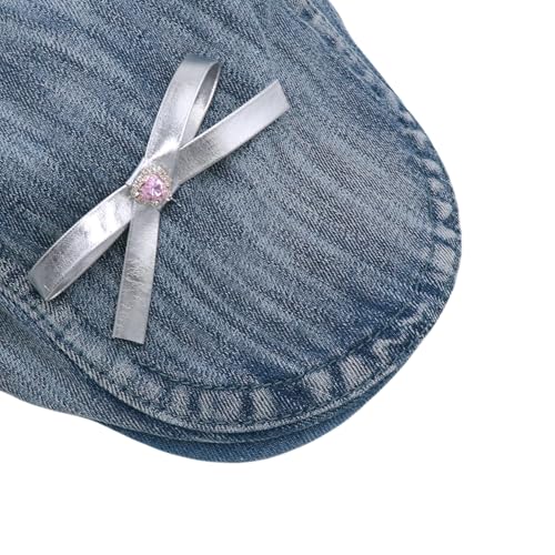 Sparkly Rhinestone Star Denim Newsboy Cap for Women Girls Y2K Fashion Visor Beret Cabbie Hat Pageboy Cap4