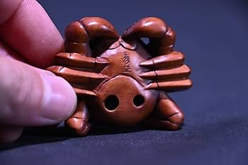 Amazon.co.jp: 【骨董品】蟹かにカニ根付Netsuke精密彫刻超絶技巧彫塑