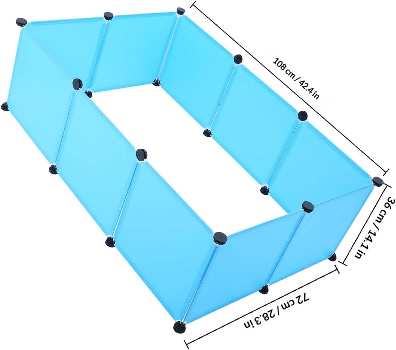 Luxshiny 10pcs Large Blue Embossed Brooder Box Fence Set with Black Clips, Indoor Small Pet Safety Playpen Panels for Rabbits, Hamsters, Guinea Pigs, and Chicks