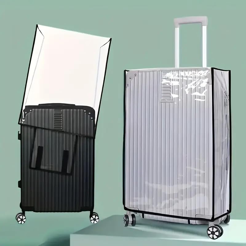 Image of TOTAL HOME Transparent Suitcase Cover 24 Inch (Medium) - Waterproof PVC Luggage Protector | Dustproof Trolley Bag Cover for Travel with Hook & Loop Closure (Clear, Fits 24 inch Check-in Bags)