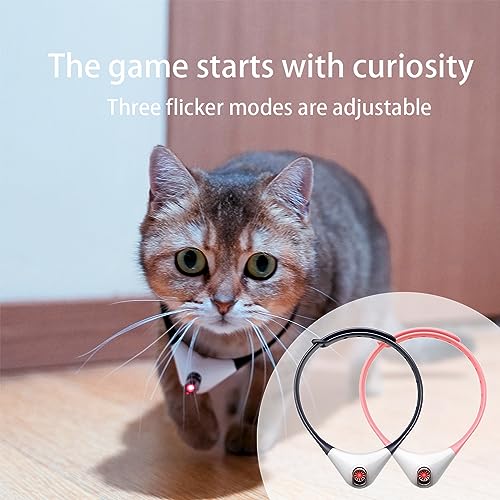 Elektrisches Intelligentes Halsband für Kätzchen, Tragbares Interaktives Katzenspielzeug, Amüsantes Automatische Katzenhalsbandspielzeug mit LED-Leuchten, Haustiere Katzen Übungsspielzeug (Schwarz)
