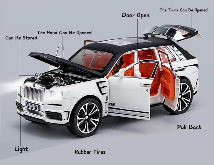 Image of Invite Enterprise 1:24 Rolls Royce Cullinan Masory Toy Car Metal Pull Back Diecast Car With Openable Door And Sound Light, Gifts Toys For Kids? Black-Color ?
