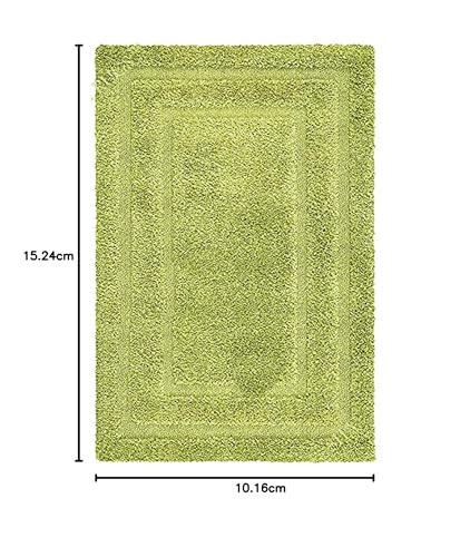 Image of Rectangular Box Shaggy Carpet for Living Room, Bedroom, High Low Design Finish Microfiber 1.8 Inch Pile High, 4x6 Feet Green|Green Color
