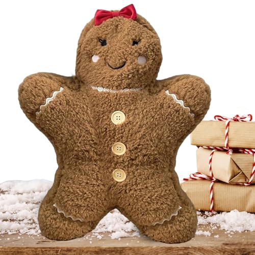 Oreiller bonhomme de pain d'épices peluche Noël pour décoration de canapé salon