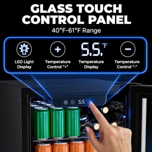 Image of Electactic 1.7 Cu.ft Beverage Refrigerator Cooler, 68 Can Mini Fridge Glass Door with Adjustable Shelves, Digital Temperature Display, Freestanding Small Drink Fridge for Home, Office or Bar(Black)