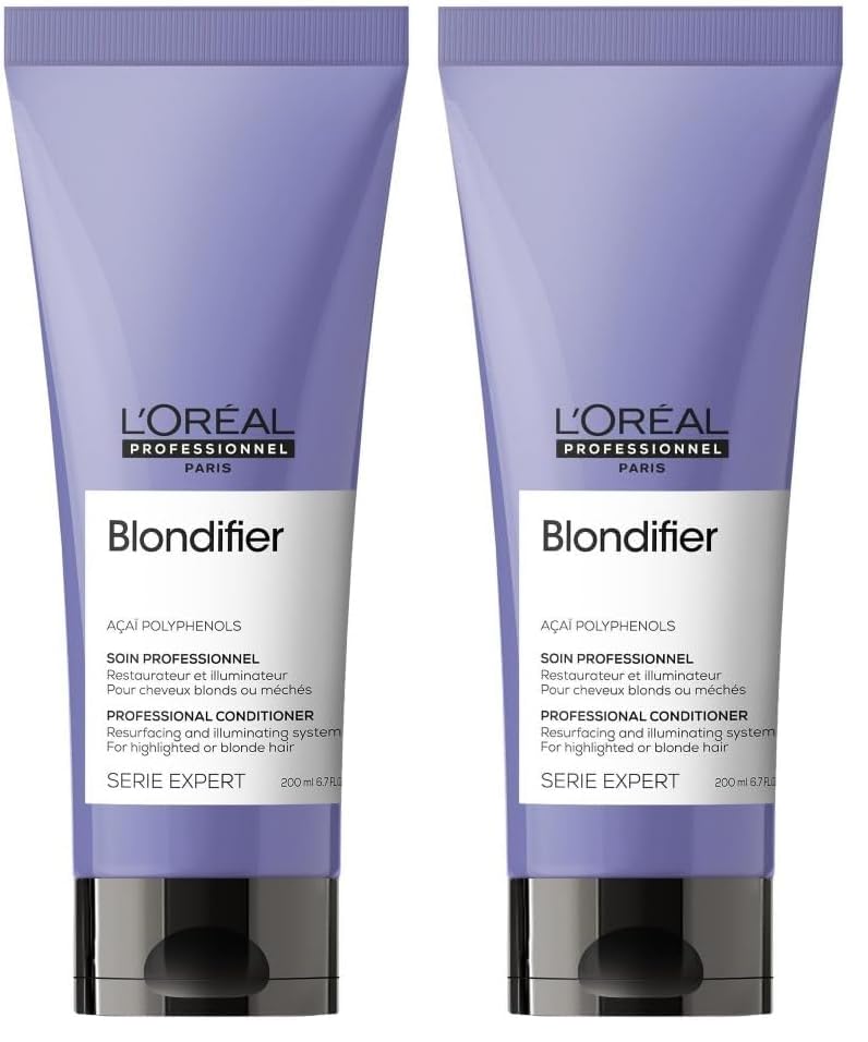 Acondicionador Blondifier Cool L'Oréal Elimina Tonos Amarillos en Pelo Rubio Paquete de 2