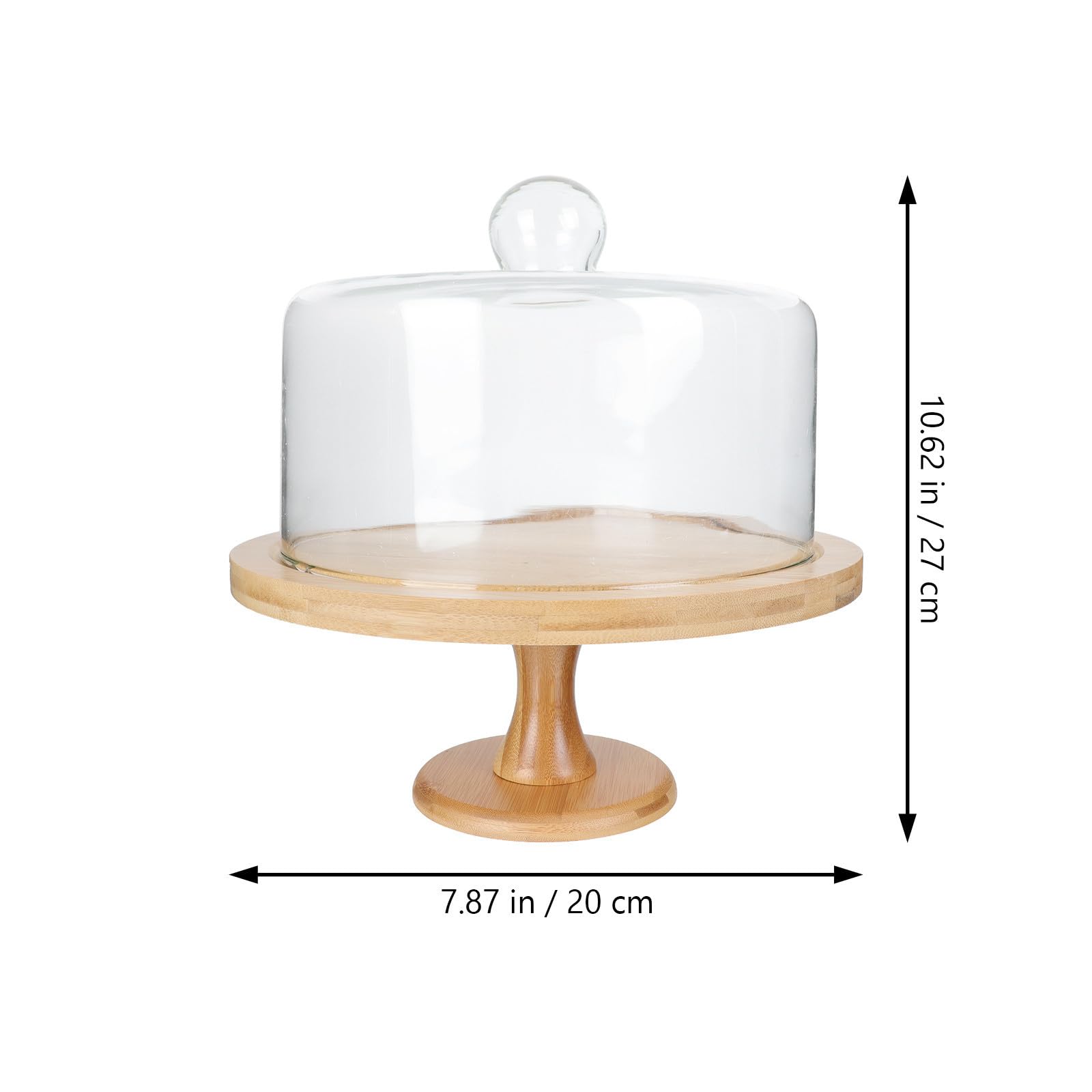 Espositore per Torte in Vetro e Legno Riutilizzabile e Facile da Pulire con Base Kaki, Vassoio per Dolci per Compleanni e Pasticcerie, Set da 1