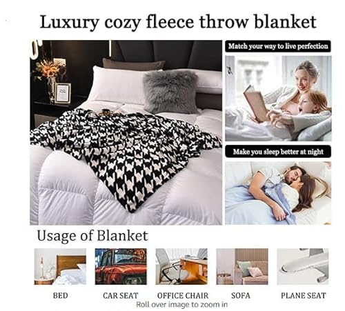 Ht&Pj Throw Blanket Super Soft Cozy Lightweight Flannel Fleece Blankets For Bed, Sofa, Couch, Living Room All Seasons - Black And White, 50X60In #TOP4