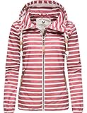LOOK: Stylische leichte Outdoor Regenjacke im Streifenprint mit großer Kapuze vom angesagten Street-Wear Label Ragwear, 100% vegan hergestellt