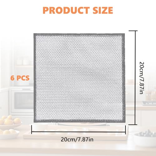 6 Pezzi Strofinacci multiuso in filo,antigraffio Spugnette Piatti,Scratchy-Wipes Riutilizzabili,Filo Metallico,20x20cm,Per La Pulizia Di Stoviglie,Piani Di Lavoro(Doppio Strato) - immagine 3