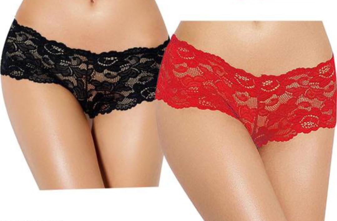 Fashion Lace Women Underwear Girl G-String Lady Panties Lingerie Underwear Combo (Pack of 2)-image-19