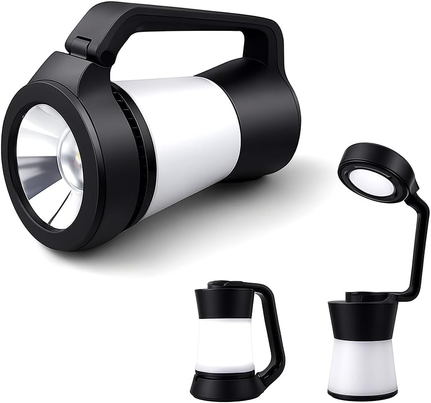 Rechargeable 3-in-1 Camping Flashlight and Lantern, 360° Rotatable, 2400mAh Li-ion Battery