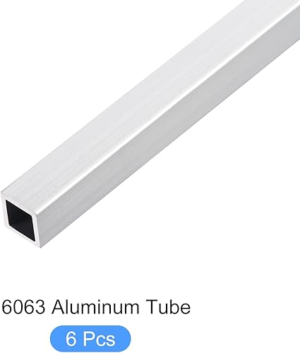 Miniatura 5 de METALLIXITY Tubo cuadrado de aluminio (0.394 in x 0.394 in x 0.039 in x 11.811 in) 6 piezas, tubo de aluminio 6063 - para muebles del hogar,