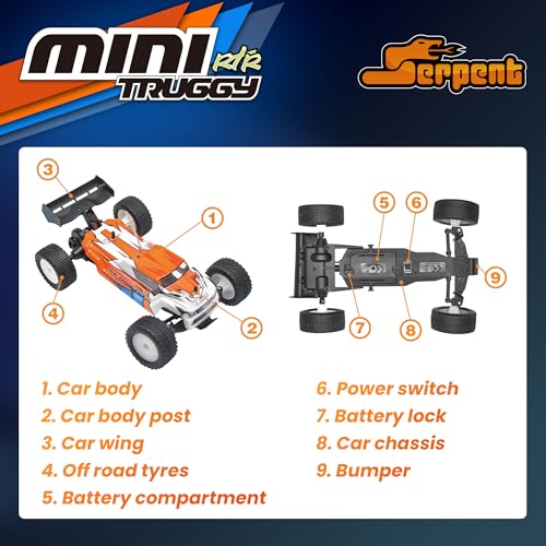 Image of Serpent 1:24 Mini 2WD Truggy RTR, 1 /24 Scale 2.4GHz Short Course Truck, All Terrain Off-Road Buggy RTR, High Performance with 1 Battery 1 USB Data Cable