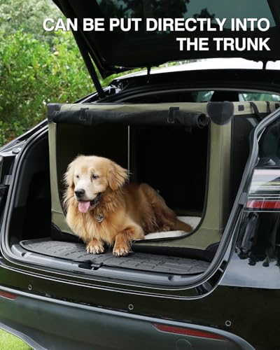 30 Inch Collapsible Travel Dog Crate for Medium Large Dogs, Portable Dog Crate 4-Door Foldable Soft Kennel with Durable Mesh Windows for Indoor & Outdoor Travel, with Storage Bag,Green - Image 5