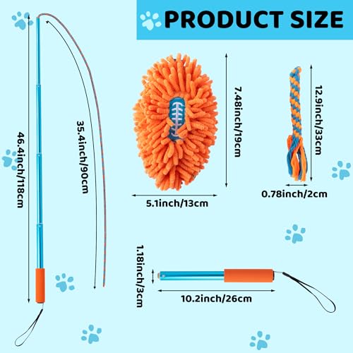 Ausziehbare Flirt Pole Reizangel für Hunde mit 2 Knoten & Robustem Seil, Baseball Stil Verstellbarer Flirtstock für Haustier Interaktives Jagdtraining Bewegungsspiel Indoor Outdoor Hundespielzeug