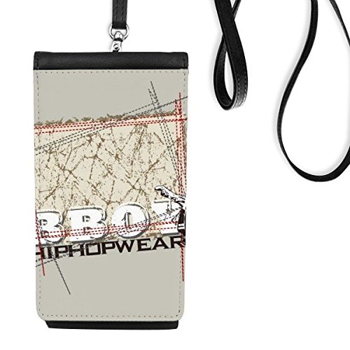 Sac suspendu en cuir rectangle motif graffiti art hip hop pour smartphone noir