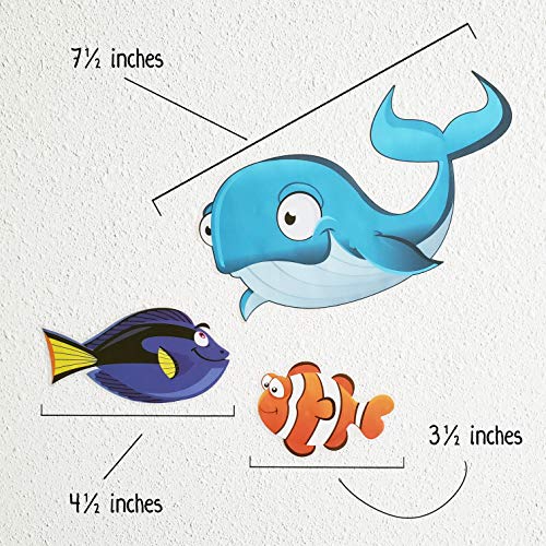 Ocean & Sea Adhesive Wall Decals - Wall Décor Stickers For Kids & Toddlers Include Fish, Shark, Dolphin, Octopus & More - Reusable Wall Decor For Bedroom, Living Room, Nursery, Classroom #TOP6