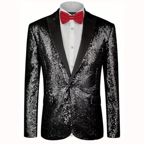 Xiaojmake Mens Sequin Blazer Tuxedo Slim Fit Tailcoat Dress Coat Swallowtail Dinner Party Prom Wedding Blazer Suit Jackets