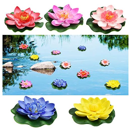 5 Pcs Nenufares Artificiales Flotantes Plantas Flotantes Artificiales Flores Artificiales Flotantes Lirio de Agua Artificial Flotante Decoración Bonita para Estanque Piscinas Escenario