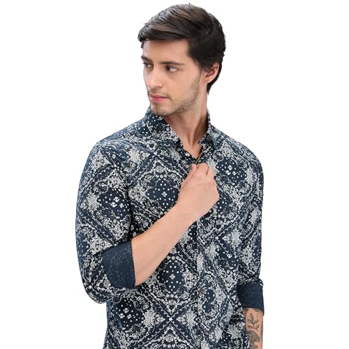 Image of Spykar Men's Slim Fit N /A Full Sleeve Printed Casual Shirts