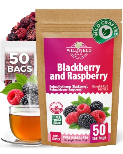 Image of 50 Bags Blackberry & Raspberry Fruit Tea Blend (Rubus Fruticosus, Rubus Idaeus) - 50 Count 1.5g Bags Mixed Berry Fruit Infusion Te De Mora Y Frambuesa