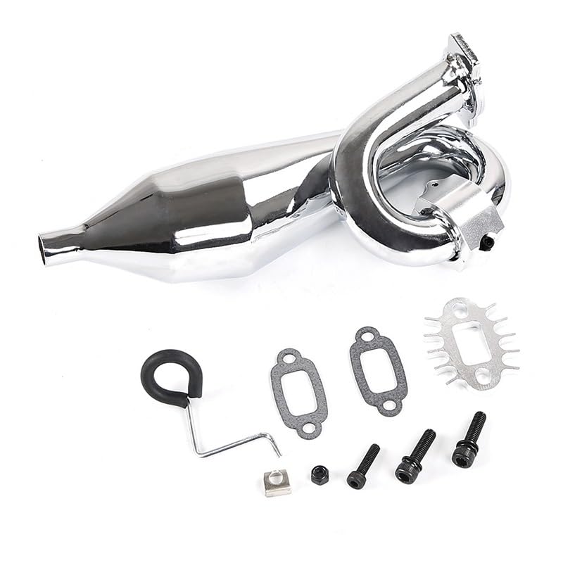 Chrome Resonant Tube Tuned Pipe Exhaust Pipe General for 1/5 HPI Baja 5B Ss 5T 5Sc Rovan King Motor Rc Car Tuned Pipe Exhaust