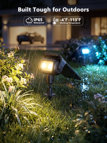 Image of Brizled Smart Solar Spot Lights, 2 Pack Color Changing Outdoor Spotlights