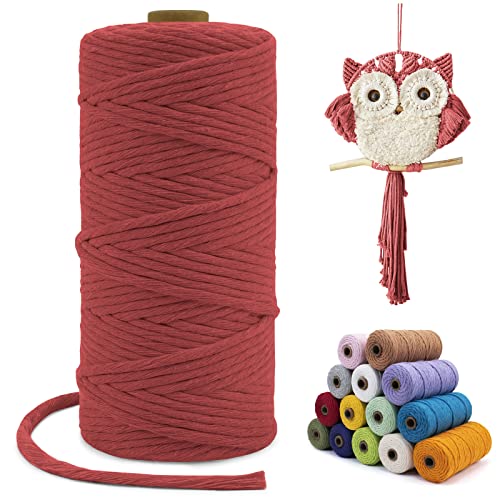 LEREATI Macrame Cord 3mm x 100m, Thick Cotton Macrame Rope Yarn, Natural Craft Rope for Plant Hanger Wall Hanging, DIY Crafts