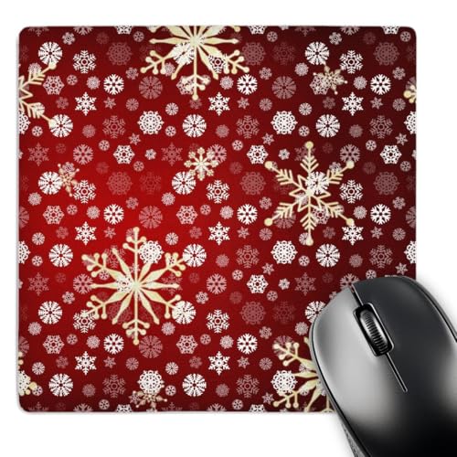 3dRose LLC 8 x 8 x 0.25 Inches Mouse Pad, Red/White Christmas Snowflakes (mp_59045_1)