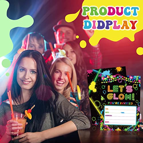 30 Pack Glow Birthday Party Invitations Glow Neon Party Favors Neon Party Invites Cards With 30 White Envelopes And 30 Neon Sticker Labels For Boys Girls Kids Adults Birthday Party Invitations Cards #TOP4