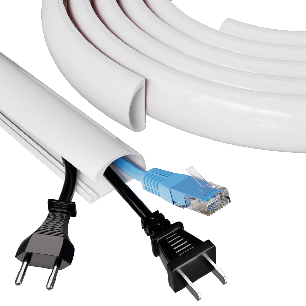 78" Side Open Cord Hider for Wall Mounted Tv, Extension Flexible Cable Cover to Hide Conceal Cords Along Wall,Wire Raceway Management Cable Concealer