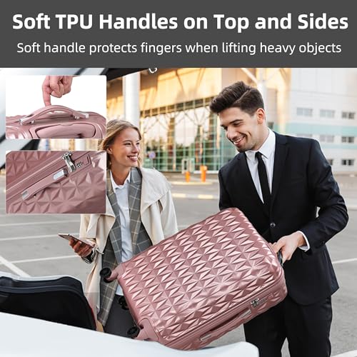 Rmw Suitcase Large Hard Shell | Trolley Suitcases | 3 Digit Combination Lock| 4 Dual Spinner Wheels | Lightweight | Hold Check In Luggage | Aluminum Telescopic Handle (Rose Gold, Cabin 20") - 3