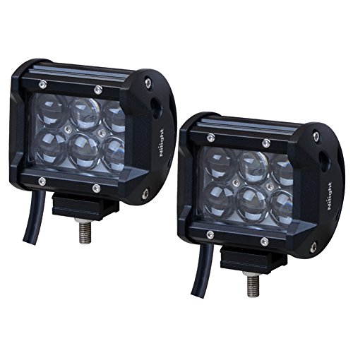 LED Light Bar Nilight 2PCS 5Inch 72W Flood Double Row Flood Led Bar 10800Lumens Driving Lights Fog Lights