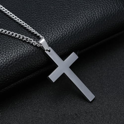 Lpitoy Metalowy Krzyż Wisiorek Łańcuszek Naszyjnik Chrystus dla Mężczyzn Kobiet Modlitwa, Metal