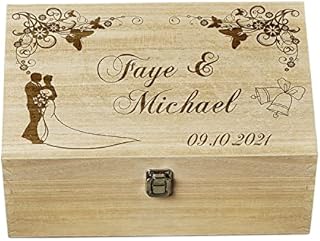 Raised Words Personalised Large Wedding Floral Design Wooden Memories Keepsake Box